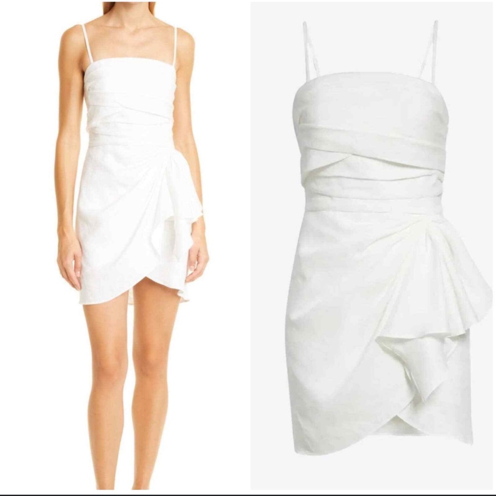 💜firm price💜Ronny kobo white draped lined Sandra mini dress - Picture 2 of 16